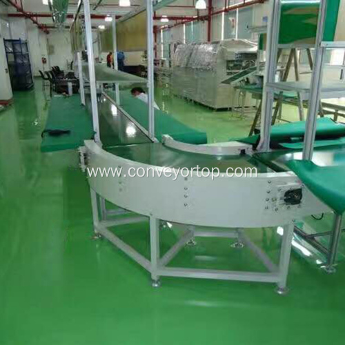 Industrial production line with pvc curve belt conveyor